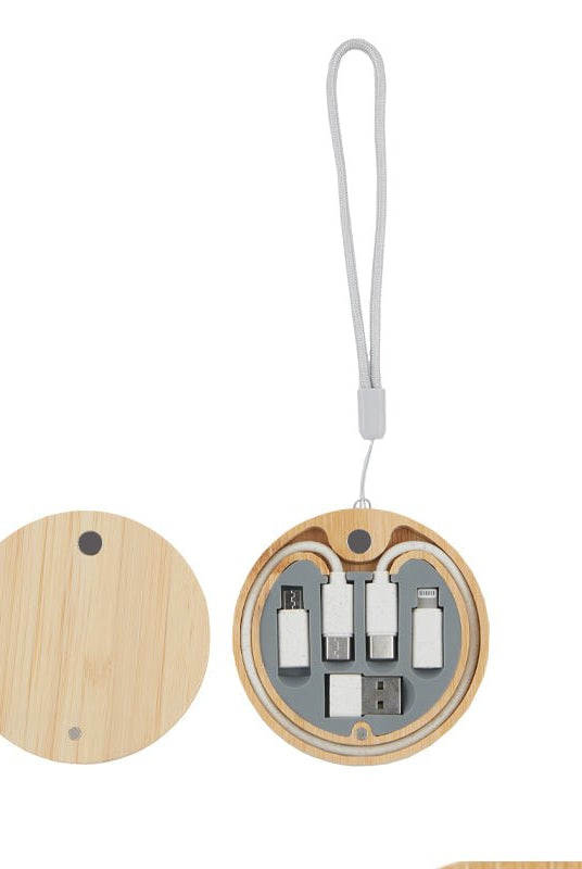 Make It Happen 6 - in - 1 Multi - USB Bamboo Charging Adapter Cable Kit - Multitasky
