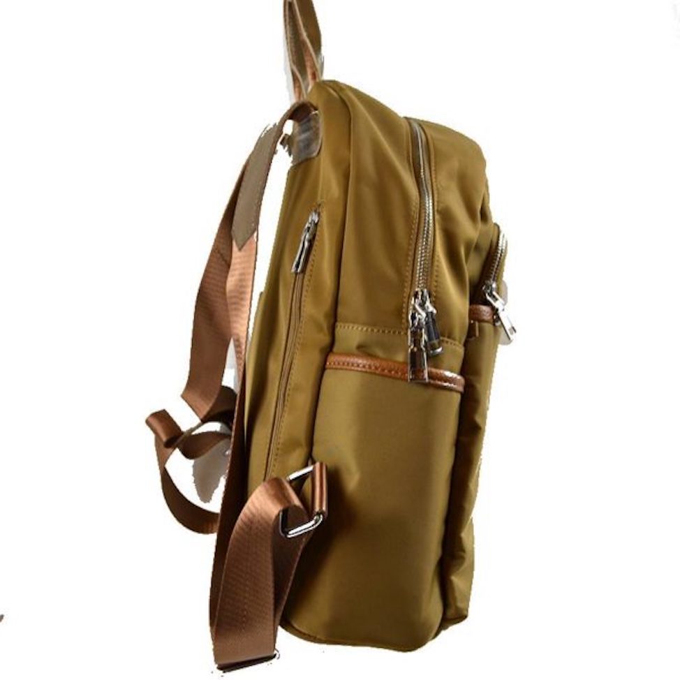 Khaki Modern Vegan Long Lasting Nylon Backpack Multi Purpose Bag; Largely spaced, daily necessities can be put into this fashionable bag, take it to school, work or a day trip, simple sophistication, dress to impress. Perfect Birthday Gift, Anniversary Gift, Thank you Gift, Nylon Style Backpack, School Bag, Fashion Bag