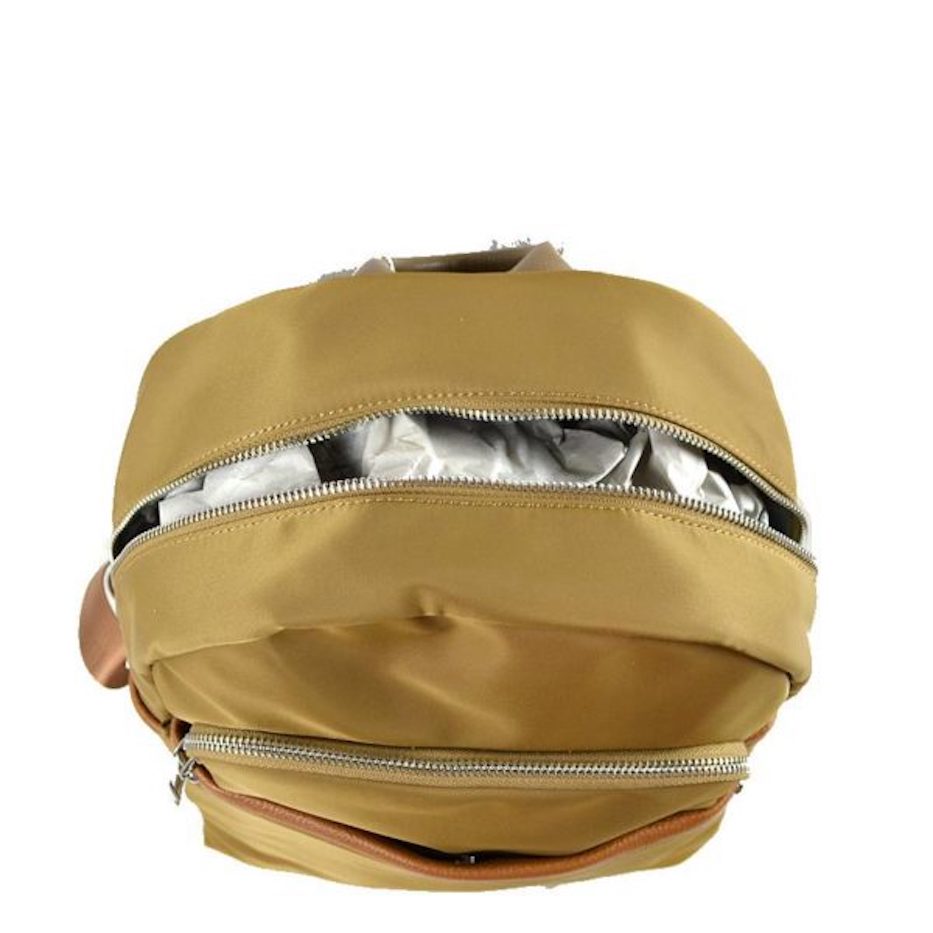 Khaki Modern Vegan Long Lasting Nylon Backpack Multi Purpose Bag; Largely spaced, daily necessities can be put into this fashionable bag, take it to school, work or a day trip, simple sophistication, dress to impress. Perfect Birthday Gift, Anniversary Gift, Thank you Gift, Nylon Style Backpack, School Bag, Fashion Bag