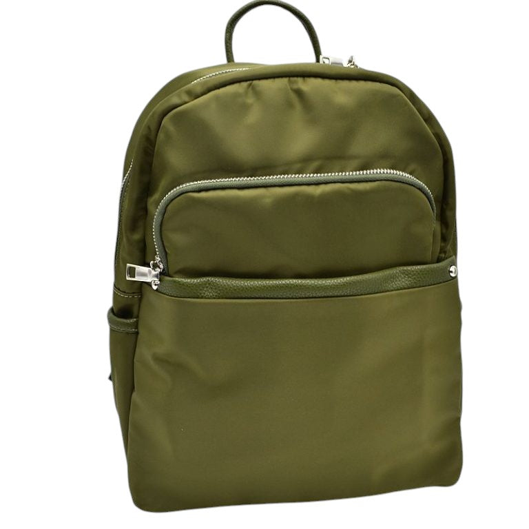 Olive Modern Vegan Long Lasting Nylon Backpack Multi Purpose Bag; Largely spaced, daily necessities can be put into this fashionable bag, take it to school, work or a day trip, simple sophistication, dress to impress. Perfect Birthday Gift, Anniversary Gift, Thank you Gift, Nylon Style Backpack, School Bag, Fashion Bag