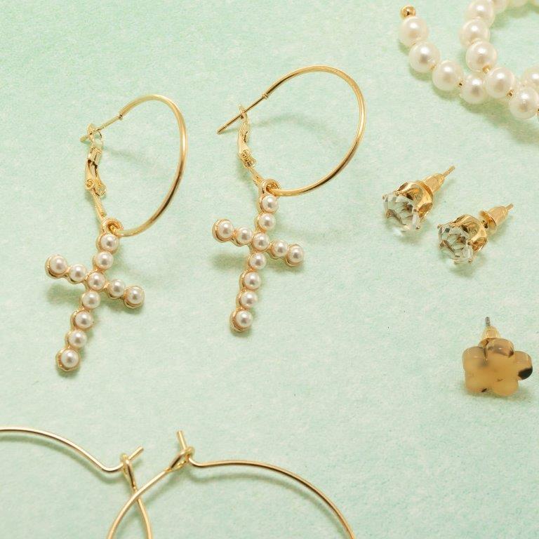 Set Of 6 Multi Pearl Stud And Hoop Earrings On A Card - Charming Charlie