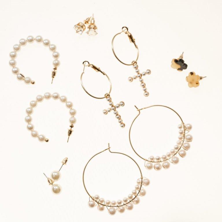 Set Of 6 Multi Pearl Stud And Hoop Earrings On A Card - Charming Charlie