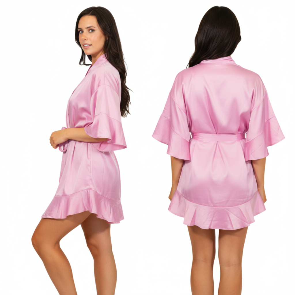 Graceful Pink Satin Robe - Charming Charlie