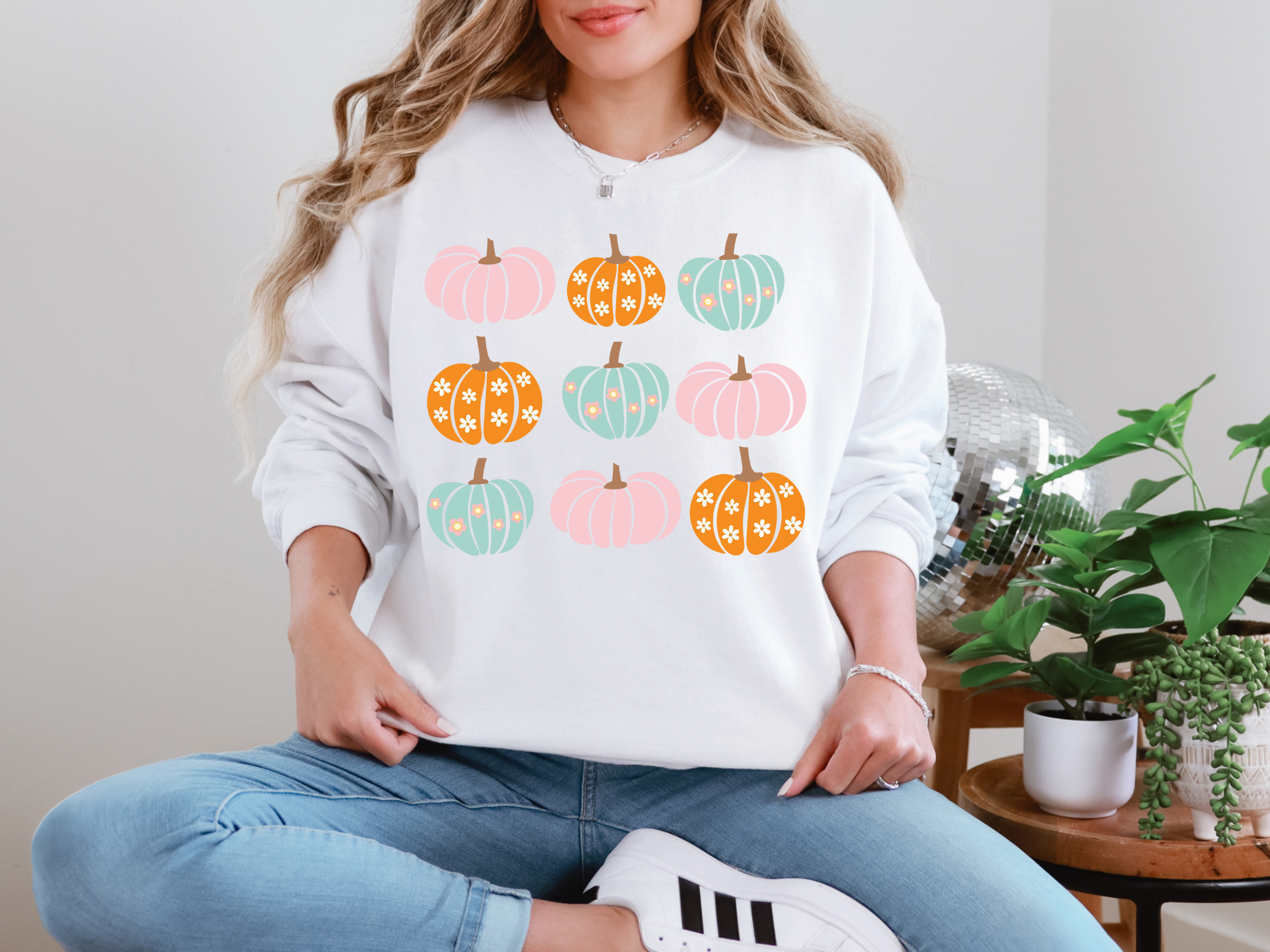 Pink Orange Blue Pumpkins Sweatshirt - Charming Charlie