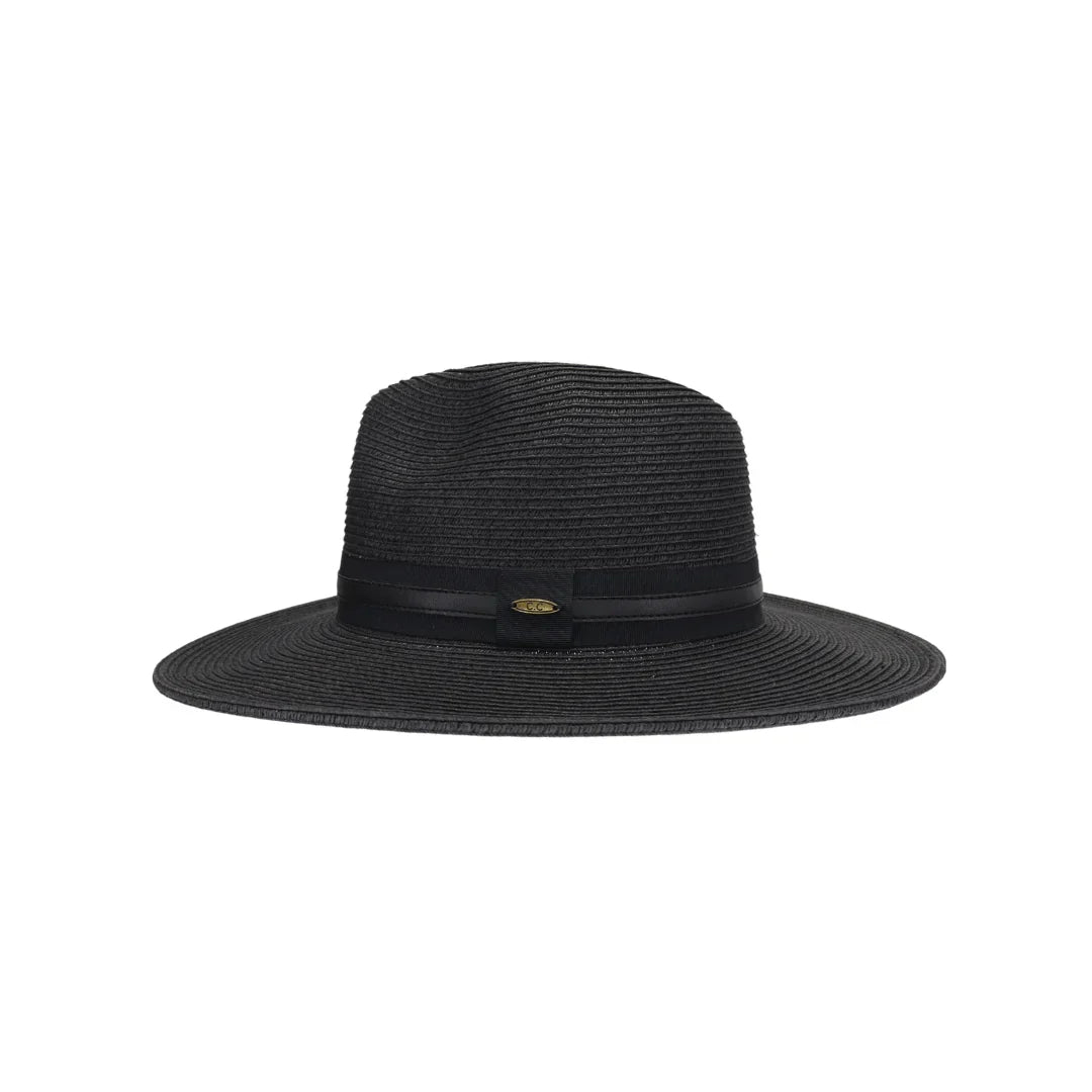 Black Ribbon and Leather Band C.C Panama Hat combines classic style with expert craftsmanship. Featuring a traditional Panama weave, this hat is accented with a refined ribbon and genuine leather band, offering both durability and sophisticated appeal. Ideal for sun protection and elevating your outfit, it provides a timeless accessory that balances function and fashion effortlessly.