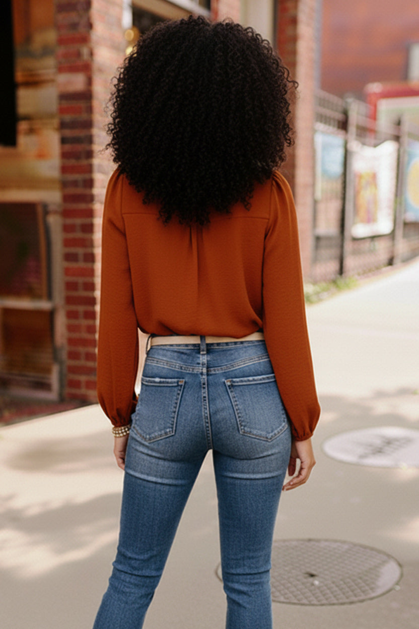 Copper Charm Pleated Blouse - Charming Charlie