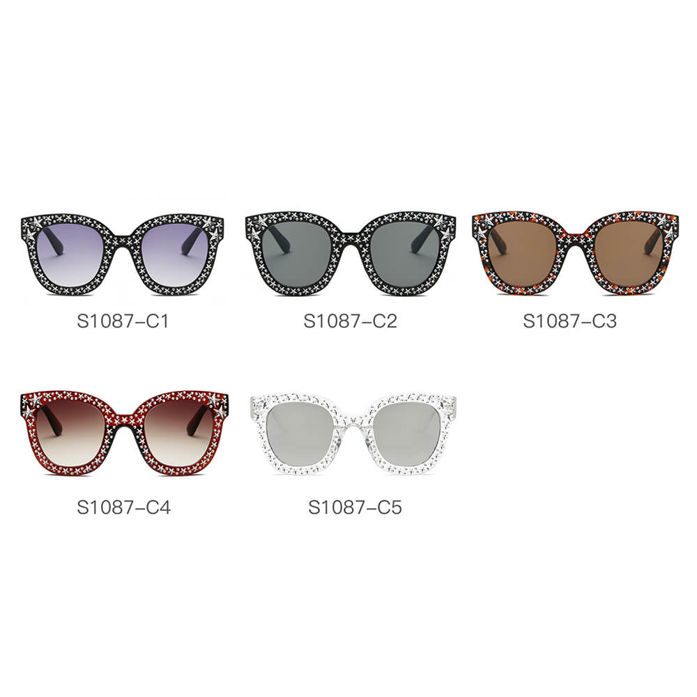 DOSWELL | S1087 - Women Fashion Oversize Round Sunglasses - Cramilo Eyewear - Stylish Trendy Affordable Sunglasses Clear Glasses Eye Wear Fashion