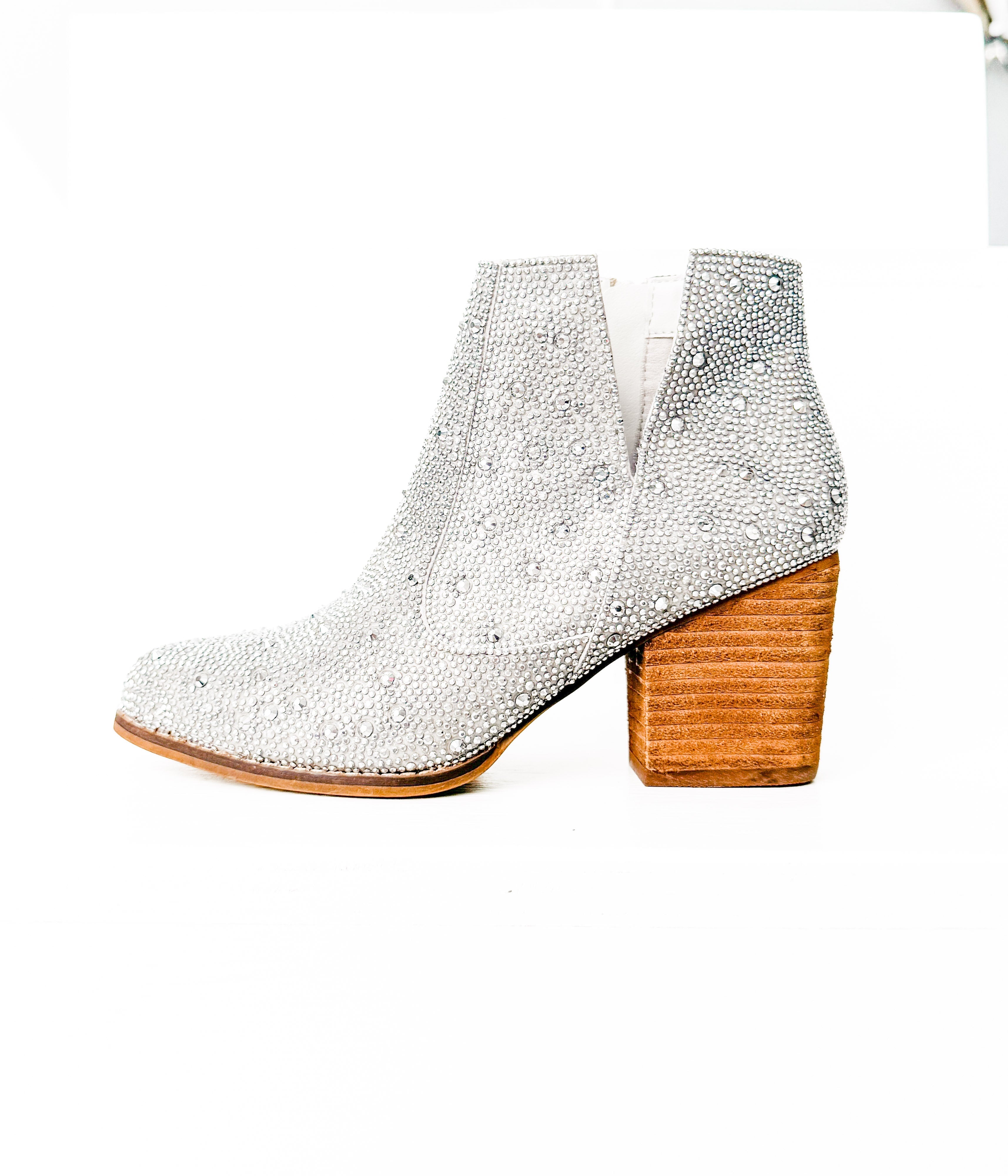 Shine Star Rhinestone Bootie in Silver - Charming Charlie
