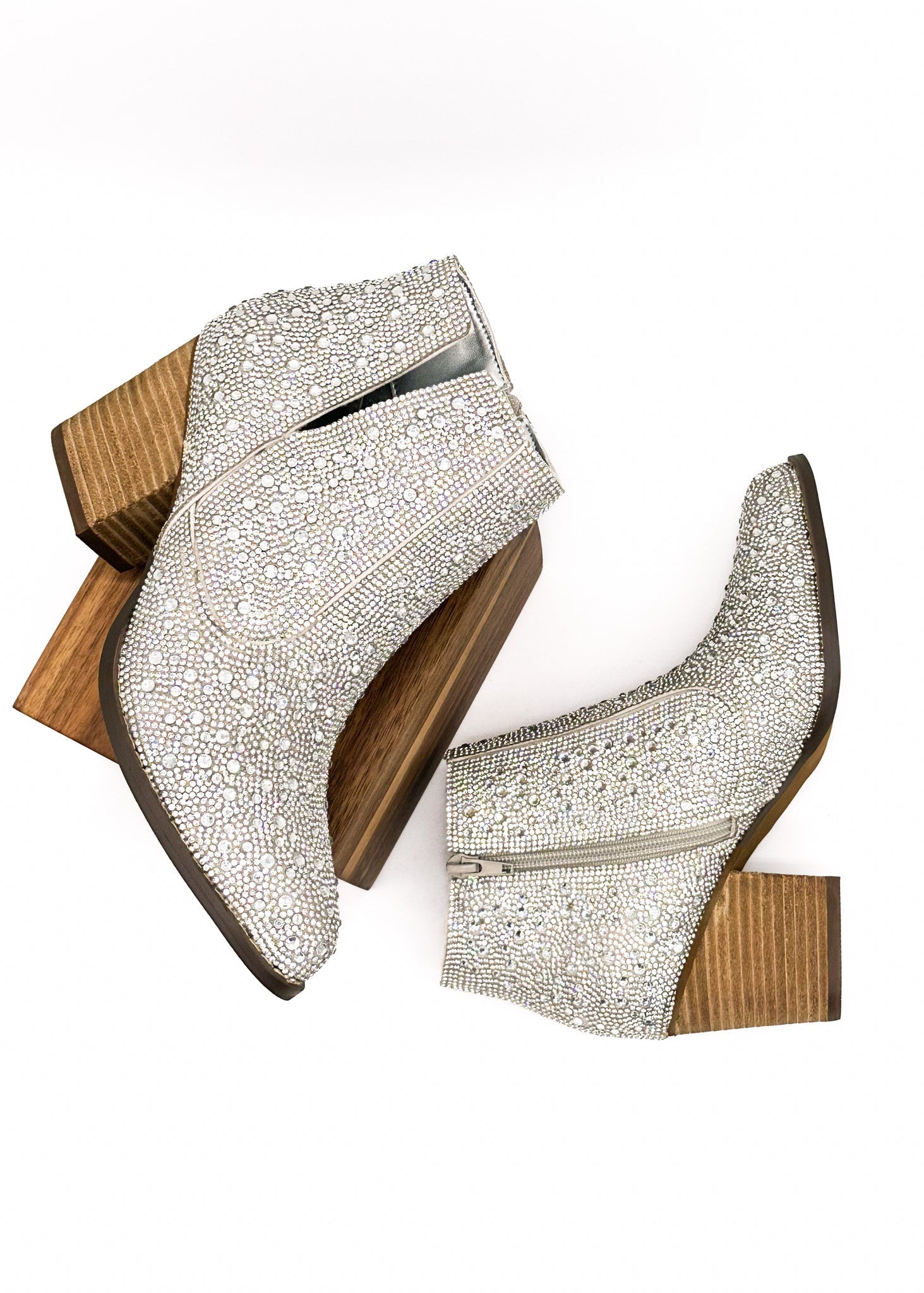 Shine Star Rhinestone Bootie in Silver - Charming Charlie