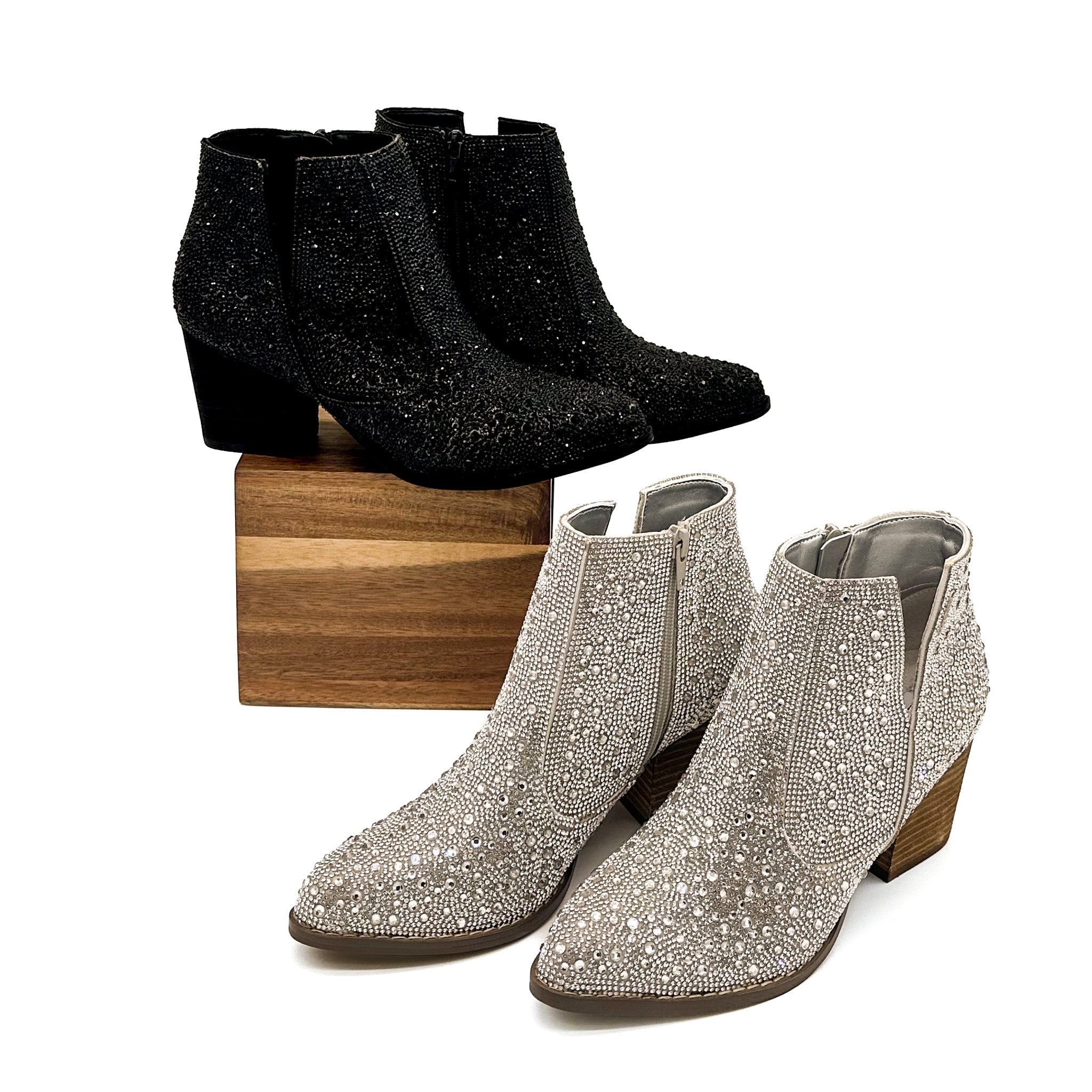 Shine Star Rhinestone Bootie in Silver - Charming Charlie