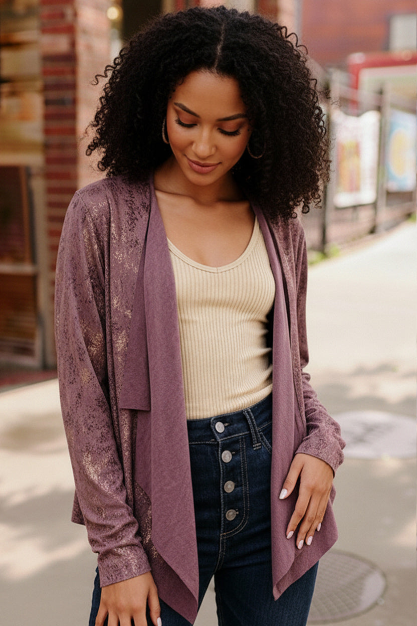 Plum Luxe Suede Cardigan - Charming Charlie