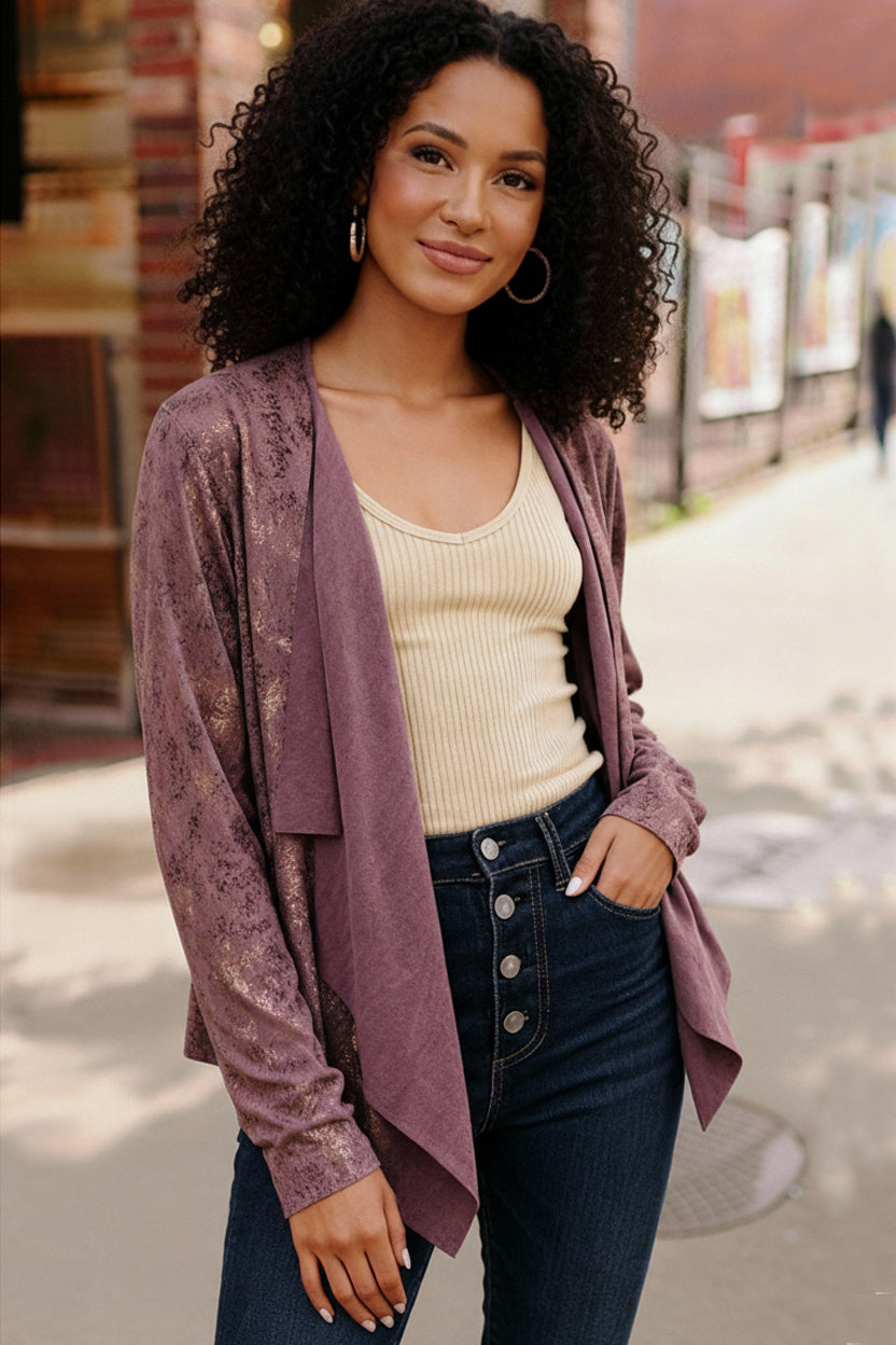 Plum Luxe Suede Cardigan - Charming Charlie
