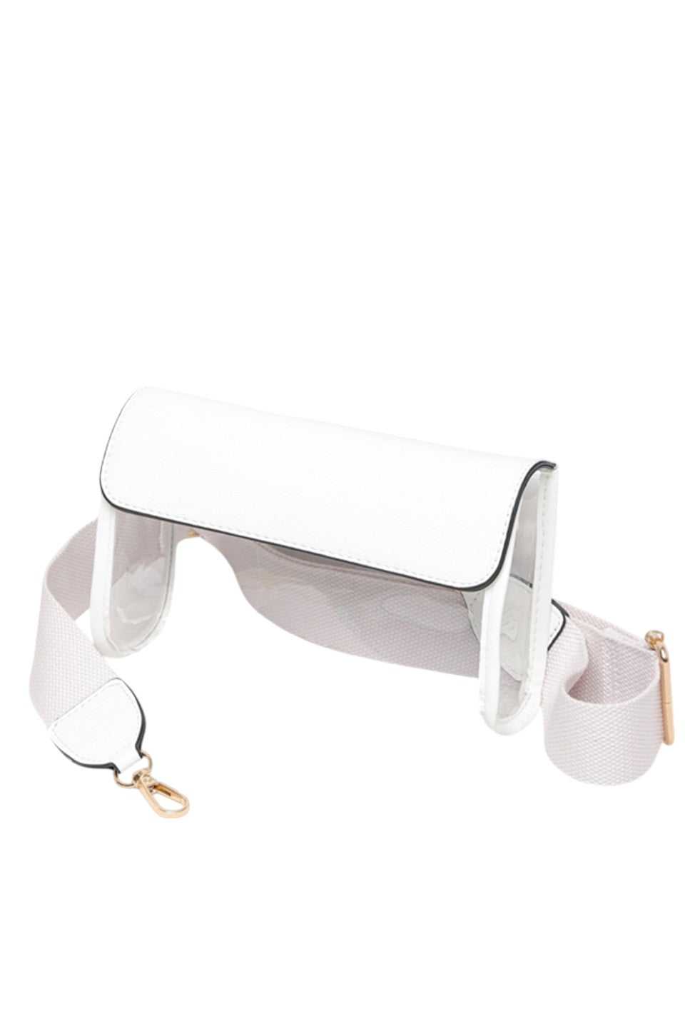 Solid Trim Clear Stadium Crossbody Bag combines transparency with reinforced solid trim for enhanced durability and style. Designed to meet stadium security requirements, it offers easy visibility of contents while maintaining a sleek, structured look. Its crossbody design ensures comfortable, hands-free wear, making it a practical choice for events where convenience and compliance are essential.