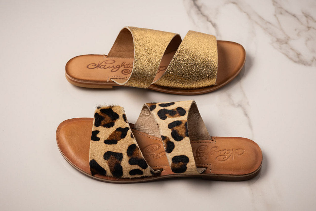 Spirited Dual Strap Slide in Leopard - Charming Charlie