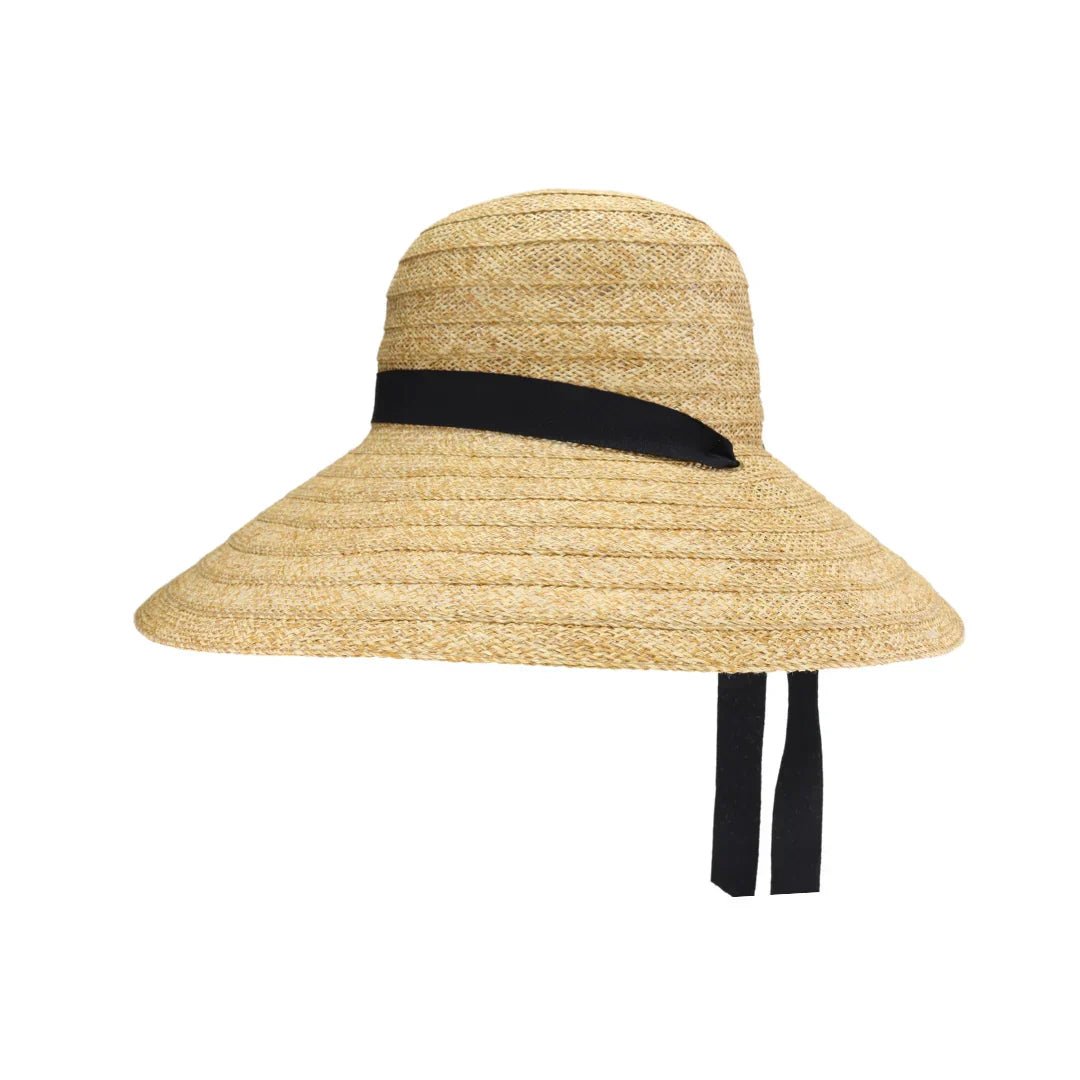 Natural Straw Tie Band C.C Beach Hat combines natural straw craftsmanship with a functional tie band for a customizable fit. Designed to provide effective sun protection, its breathable material ensures comfort during extended wear. This hat is an ideal choice for those seeking both style and practicality in their beach accessories.