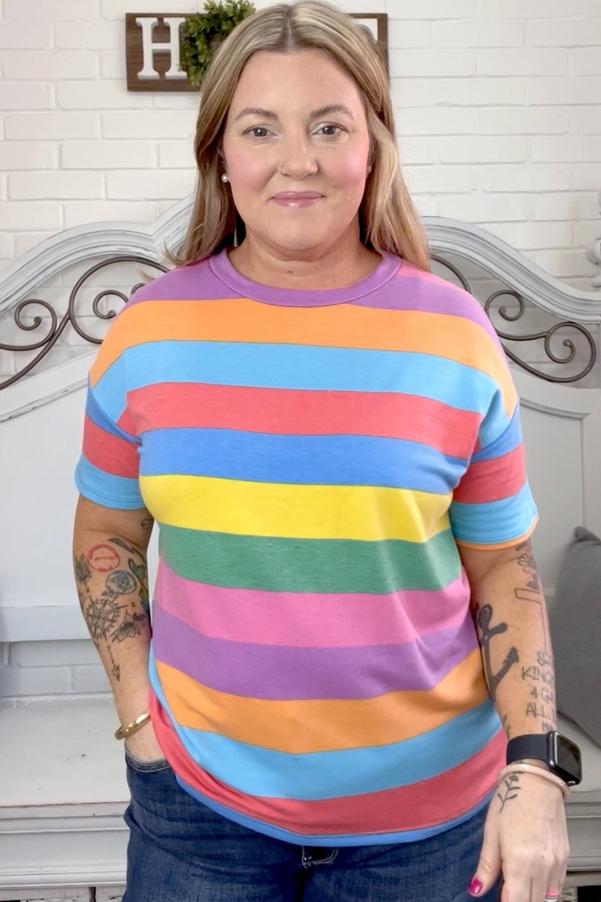 Step Into Spring Multicolor Stripe Terry Top - Charming Charlie
