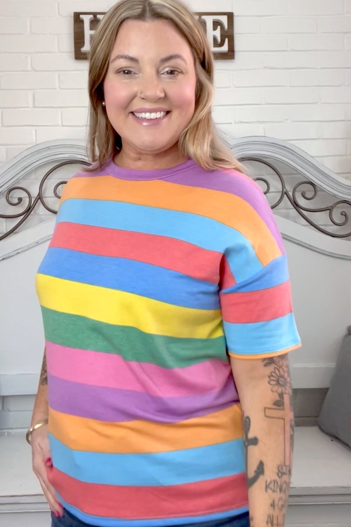 Step Into Spring Multicolor Stripe Terry Top - Charming Charlie