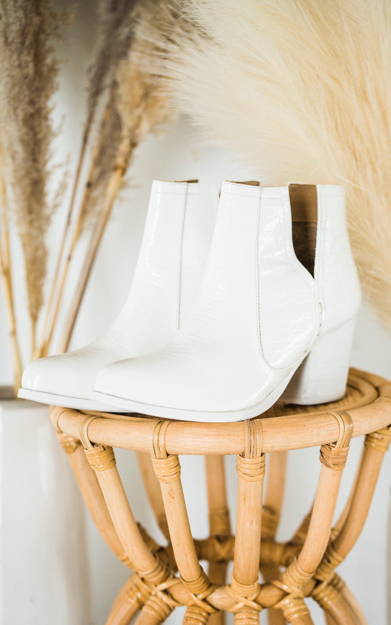 Tarim Bootie in White Croc - Charming Charlie