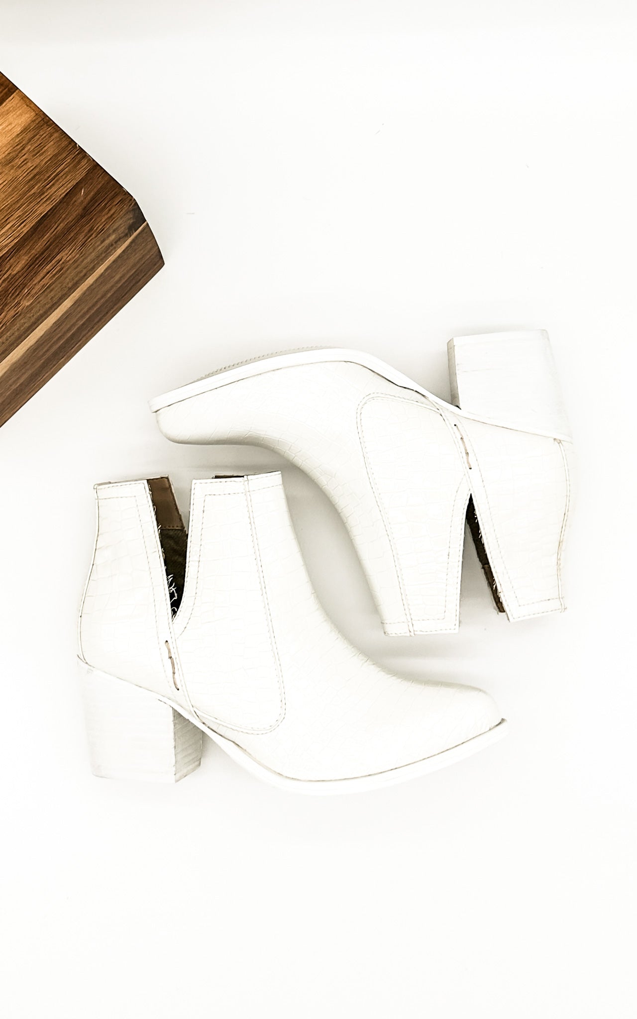 Tarim Bootie in White Croc - Charming Charlie