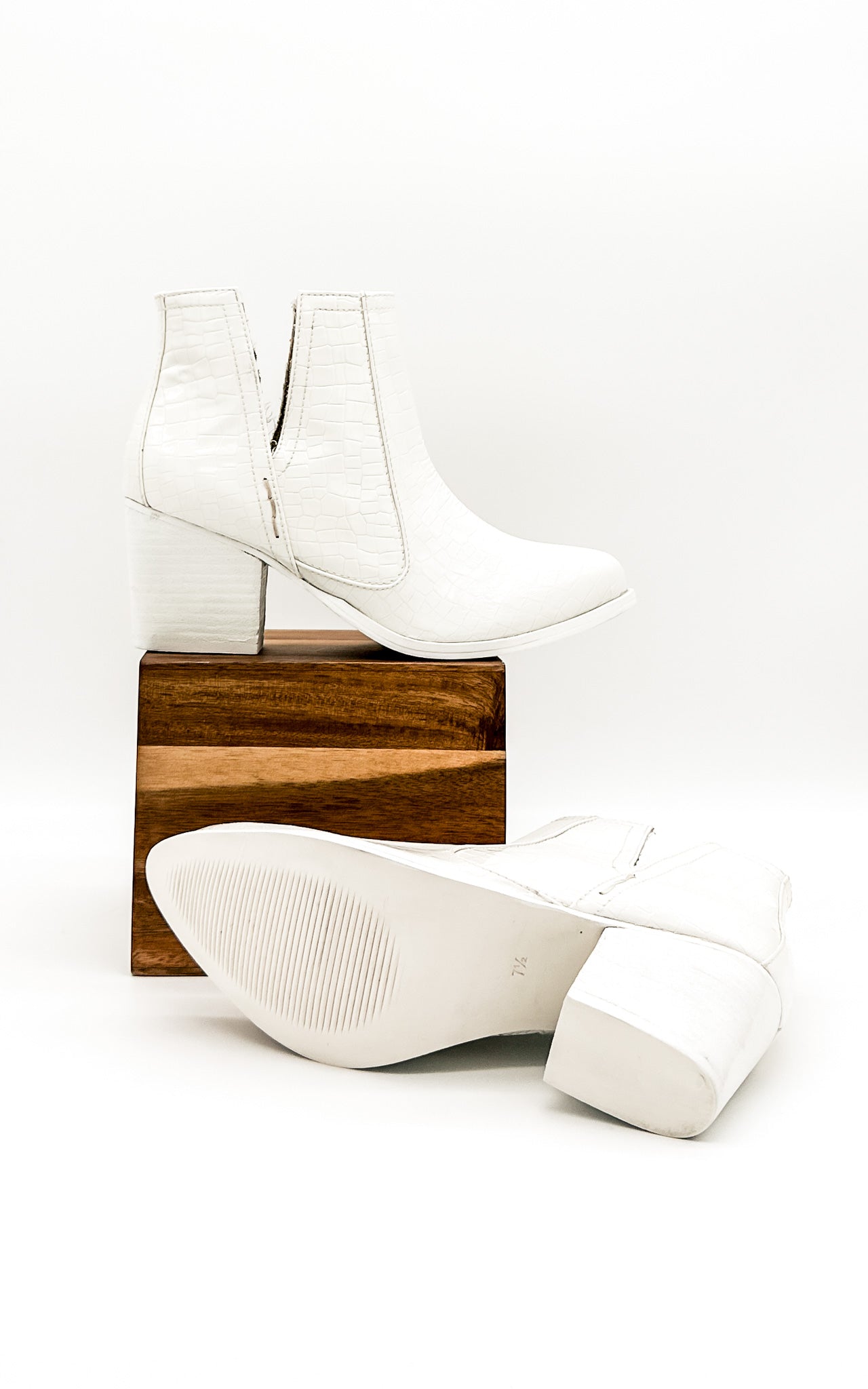 Tarim Bootie in White Croc - Charming Charlie