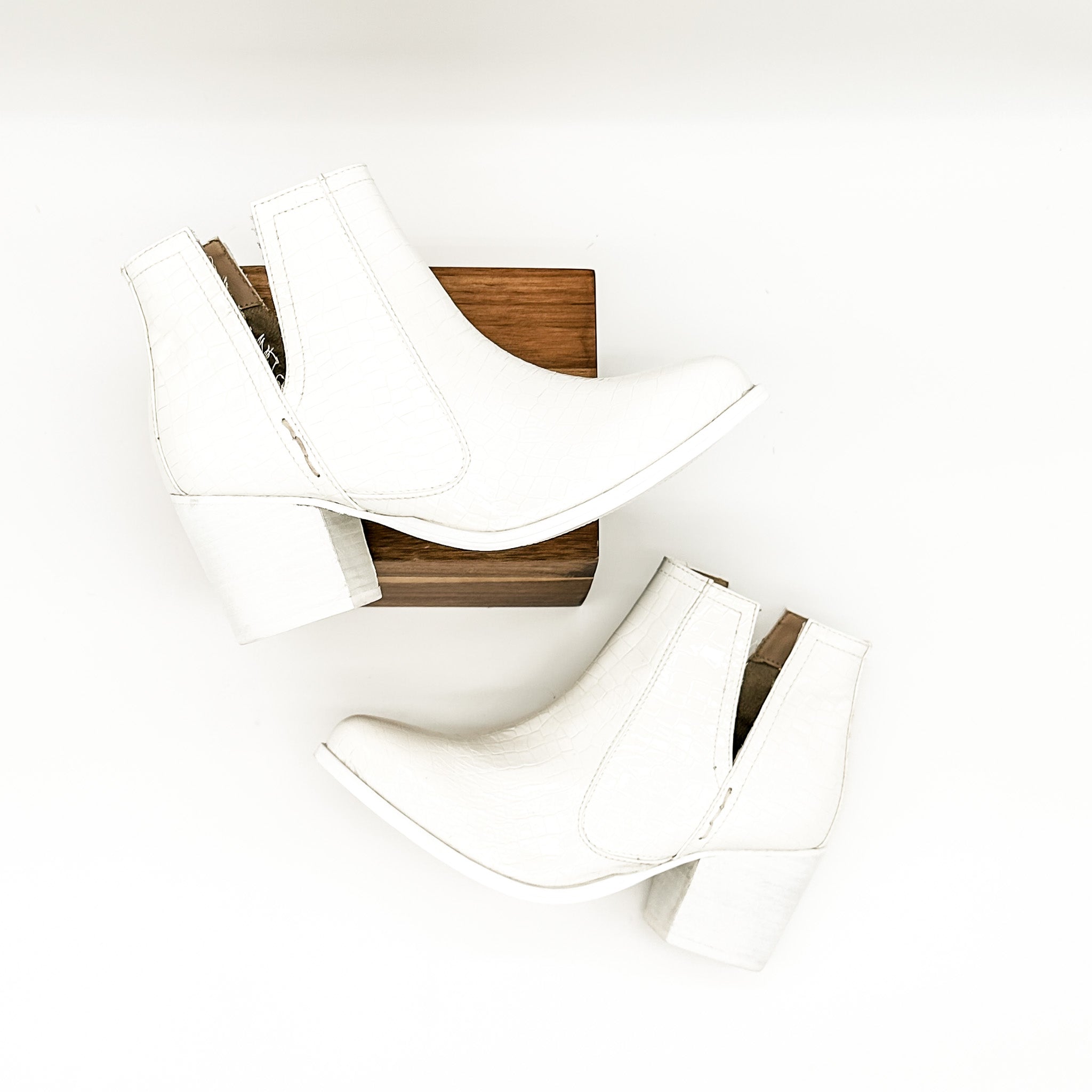Tarim Bootie in White Croc - Charming Charlie