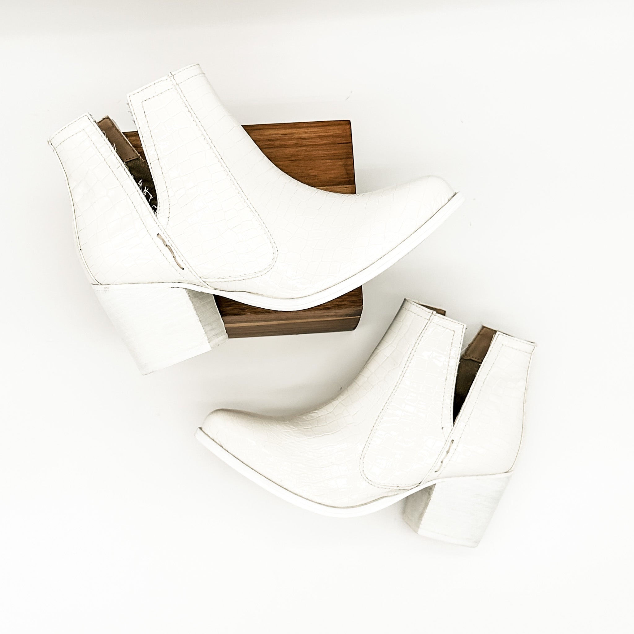 Tarim Bootie in White Croc - Charming Charlie