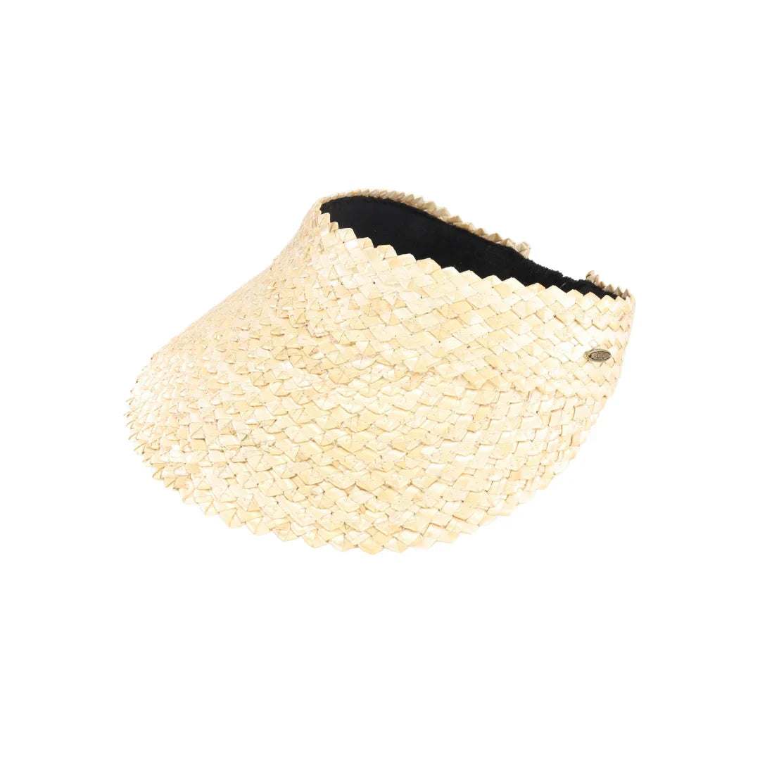 Textured Wheat Straw C.C Sun Visor combines natural materials with expert design to provide effective sun protection and breathability. Crafted from durable wheat straw, this visor features a textured finish that adds subtle style while maintaining lightweight comfort. Its open-top design allows for ventilation, making it ideal for outdoor activities where both sun shielding and airflow are essential.