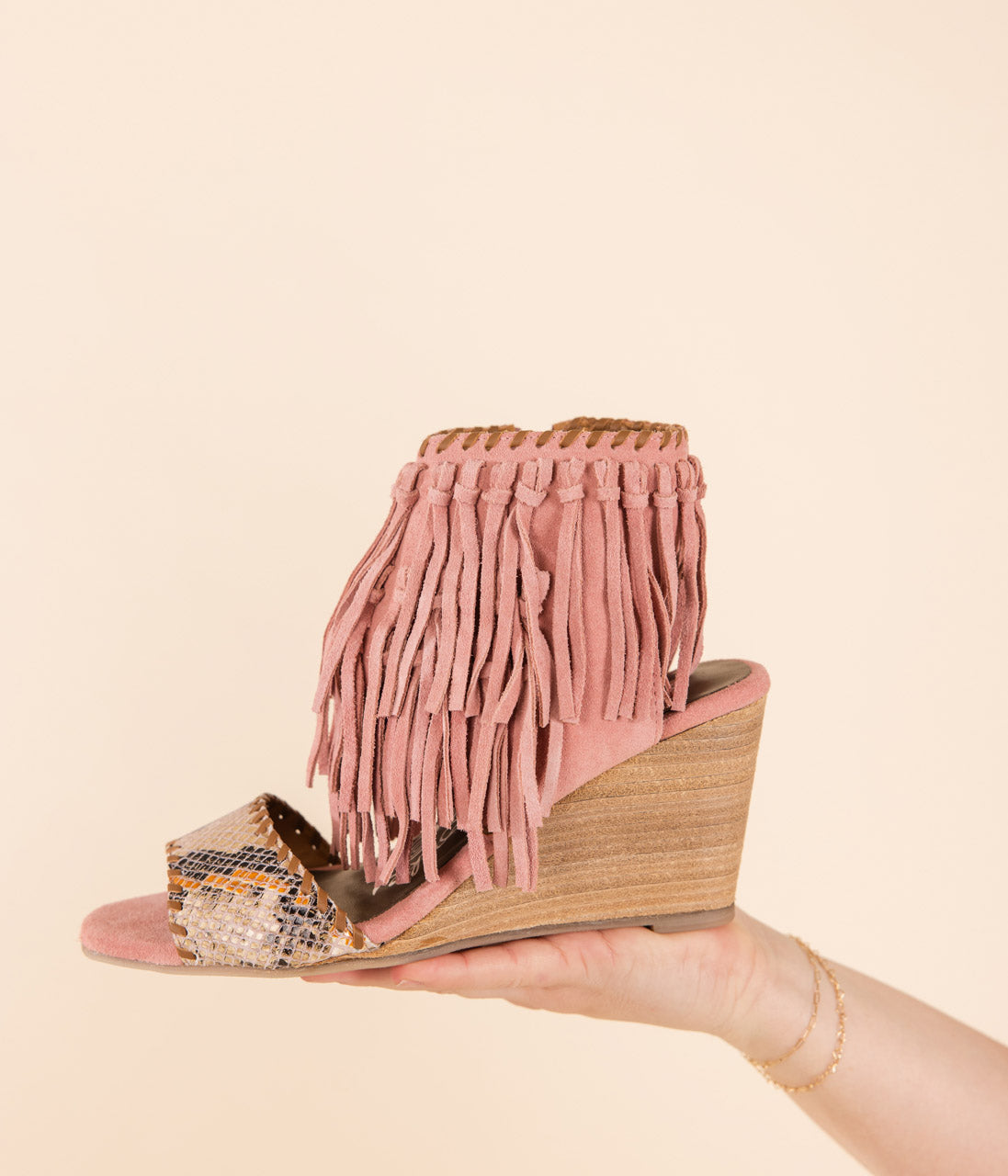 True Fringe Wedge in Blush - Charming Charlie