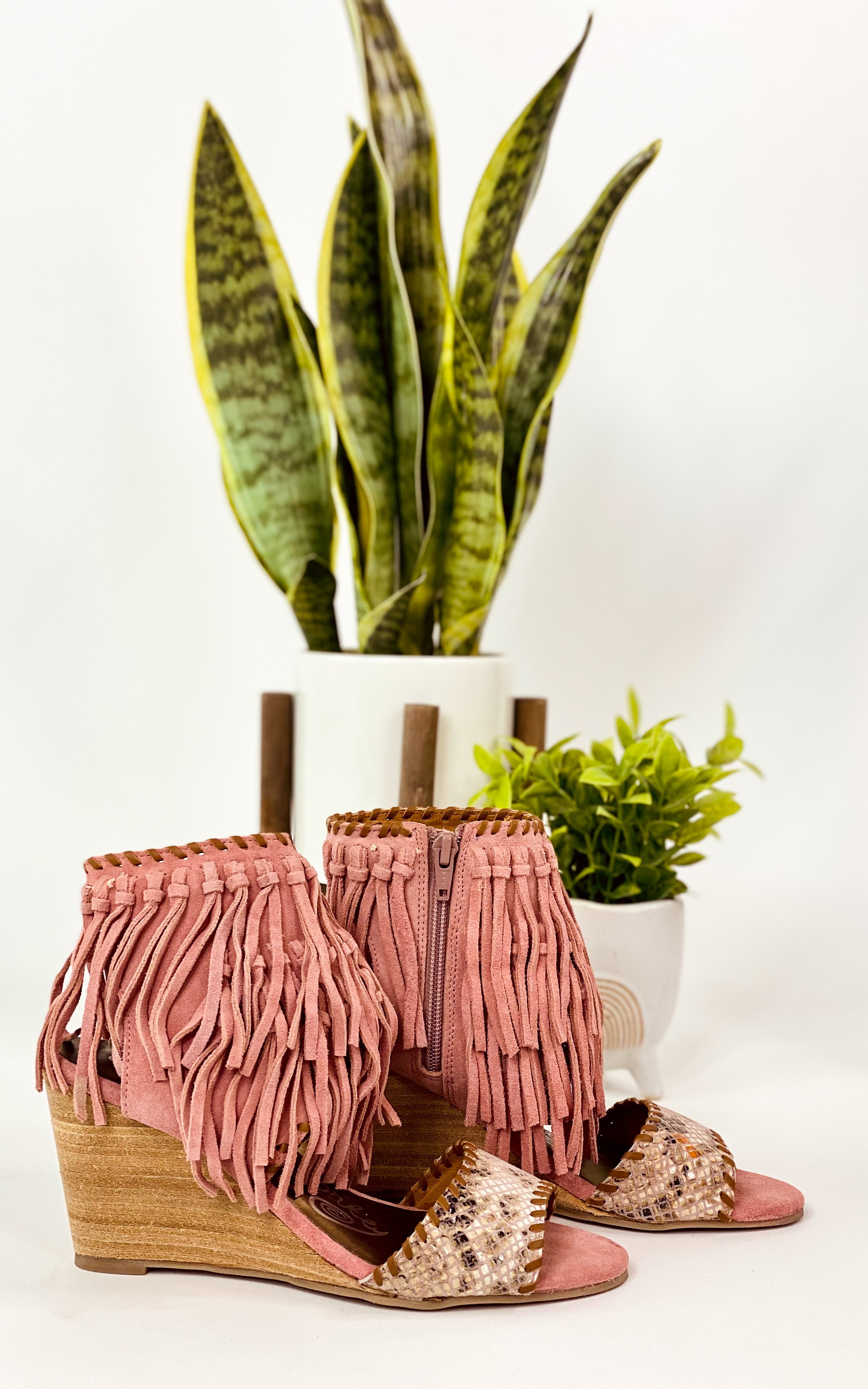 True Fringe Wedge in Blush - Charming Charlie