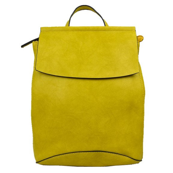 Mustard Vegan Backpack Best Seller - Modern Chic Vegan Long-lasting Faux Leather Backpack Convertible Bag, largely spaced, daily necessities can be put into this fashionable bag, take it to school, work or a day trip, simple sophistication, dress to impress. Perfect Birthday Gift, Anniversary Gift, Thank you Gift, Vegan Convertible Backpack