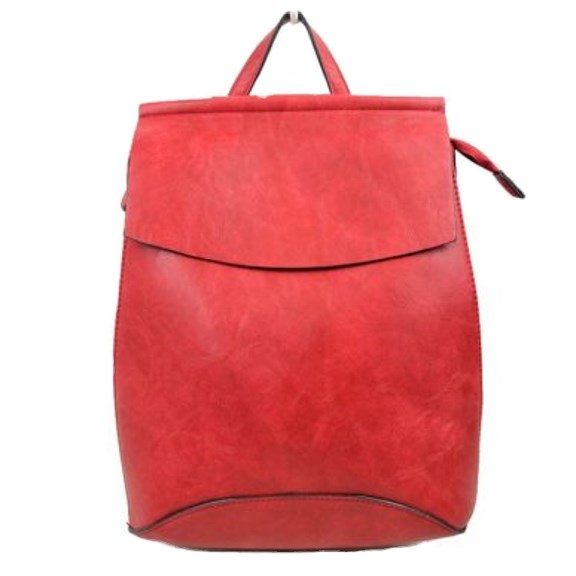 Red Vegan Backpack Best Seller - Modern Chic Vegan Long-lasting Faux Leather Backpack Convertible Bag, largely spaced, daily necessities can be put into this fashionable bag, take it to school, work or a day trip, simple sophistication, dress to impress. Perfect Birthday Gift, Anniversary Gift, Thank you Gift, Vegan Convertible Backpack
