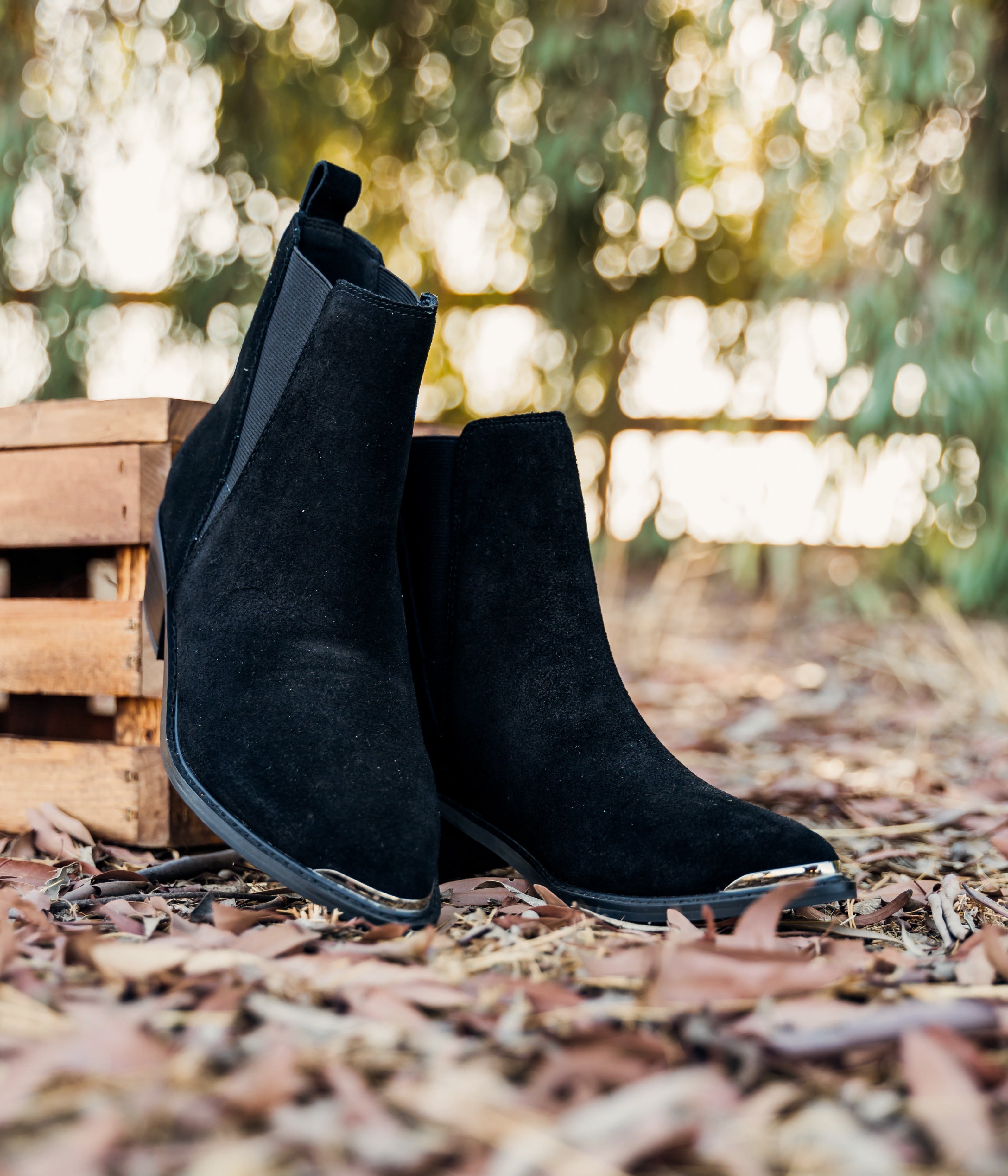 Wylie Suede Ankle Boot in Black - Charming Charlie