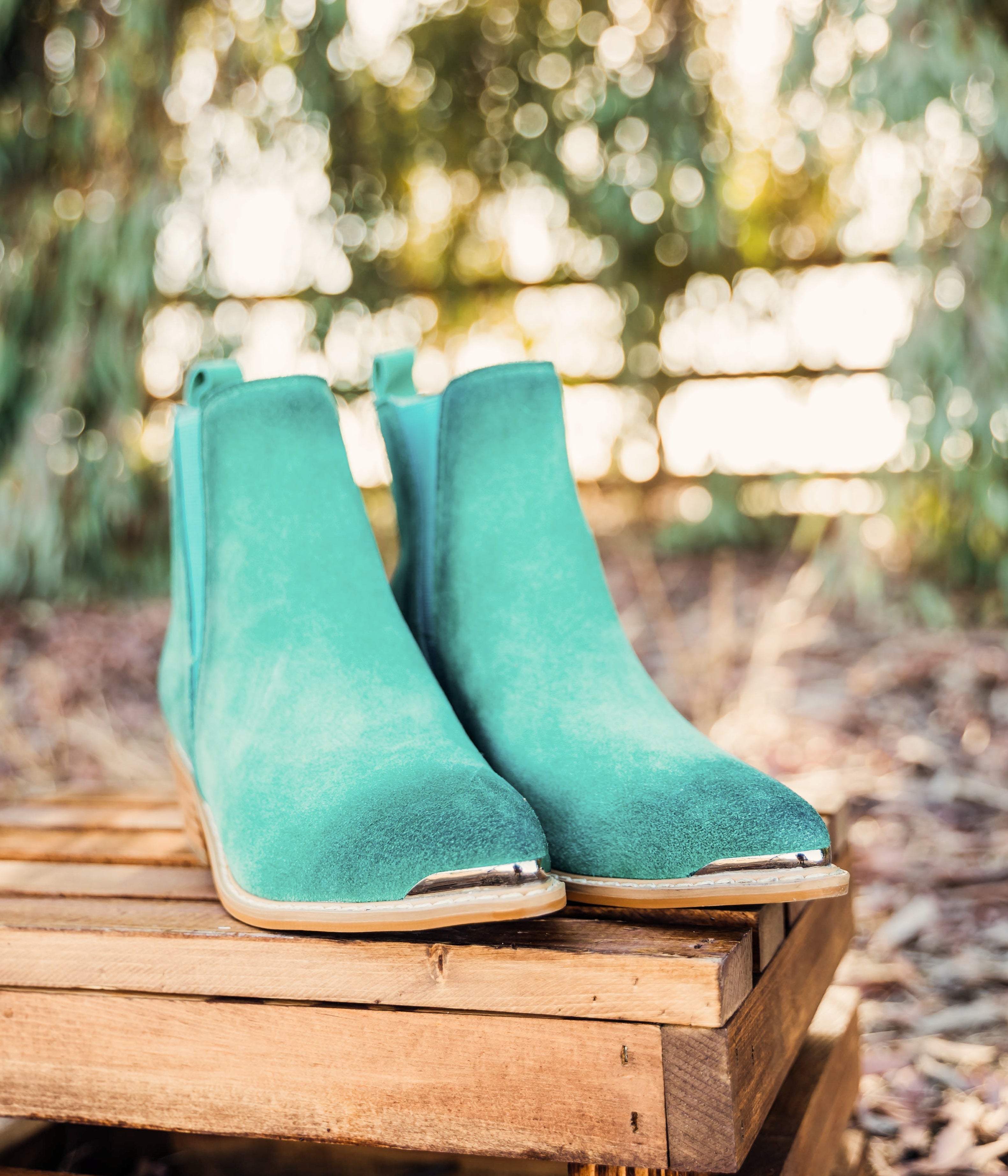 Wylie Suede Ankle Boot in Teal - Charming Charlie