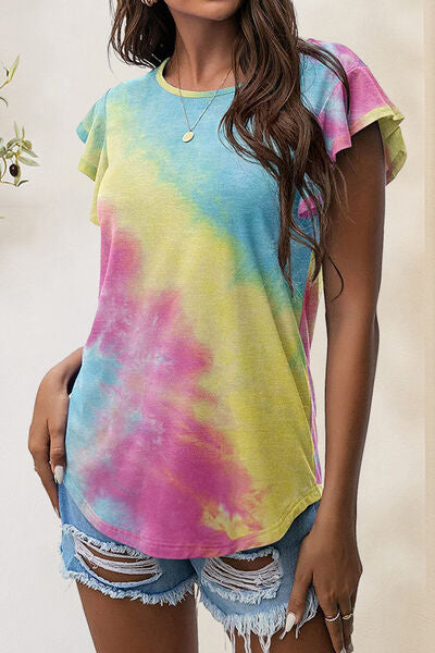 Printed Round Neck Short Sleeve T-Shirt - Charming Charlie