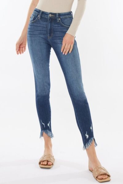 Kancan Raw Hem High Waist Cropped Jeans - Charming Charlie