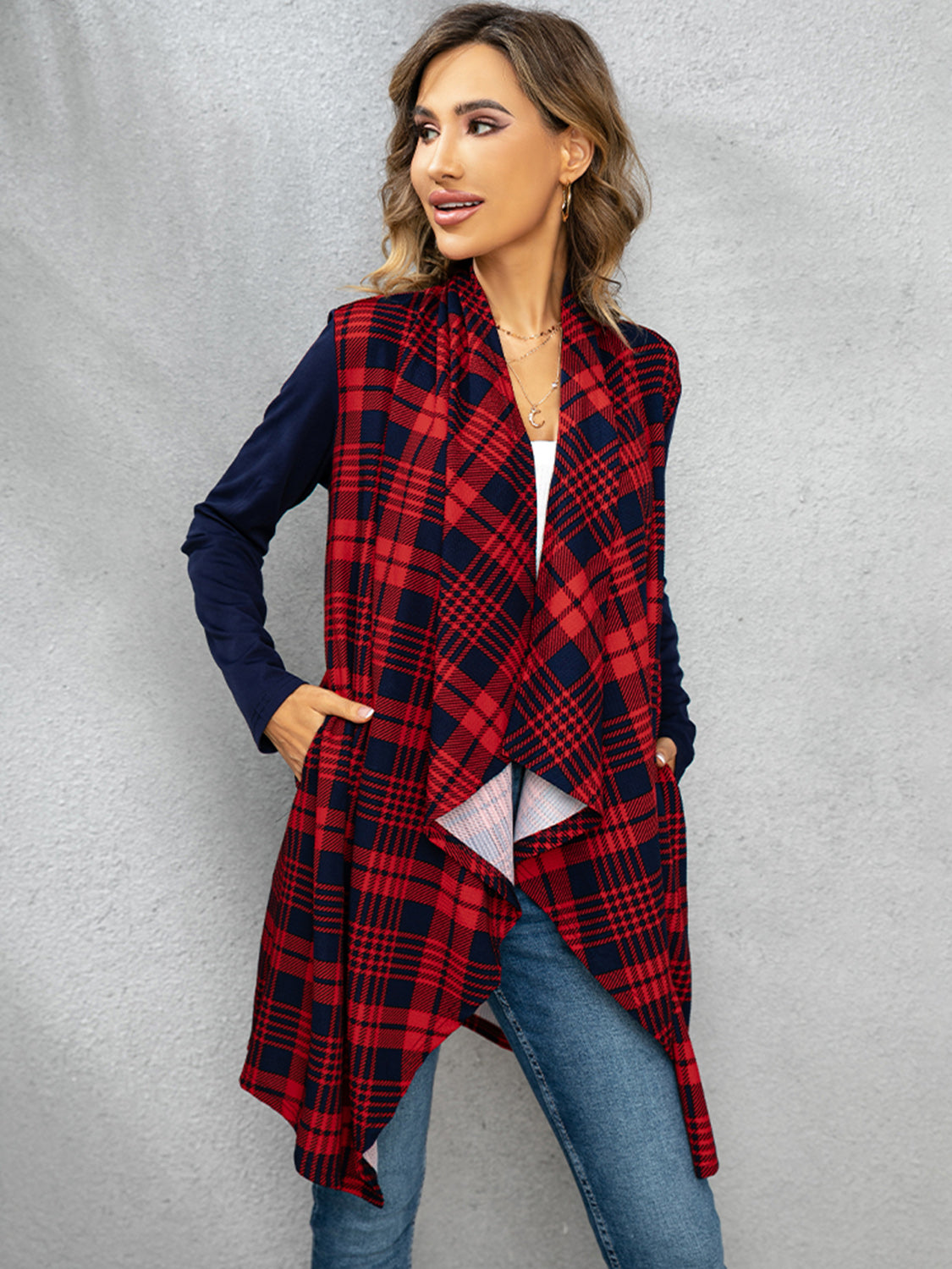 Plaid Open Front Cardigan - Charming Charlie