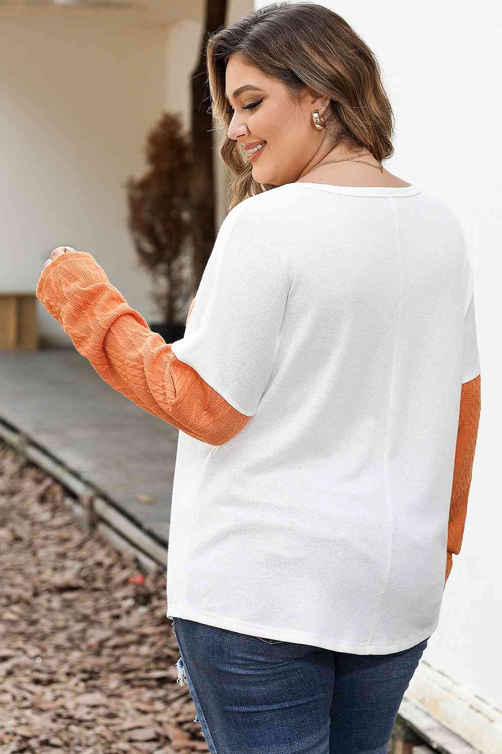 Plus Size Color Block Dropped Shoulder Blouse - Charming Charlie