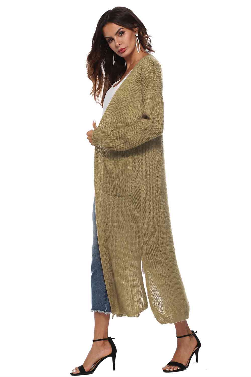 Long Sleeve Open Front Buttoned Cardigan - Charming Charlie