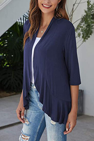 Open Front Three-Quarter Sleeve Cardigan - Charming Charlie