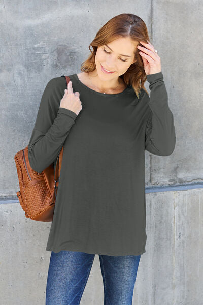 Basic Bae Full Size Round Neck Dropped Shoulder T-Shirt - Charming Charlie