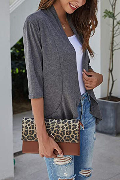 Open Front Three-Quarter Sleeve Cardigan - Charming Charlie