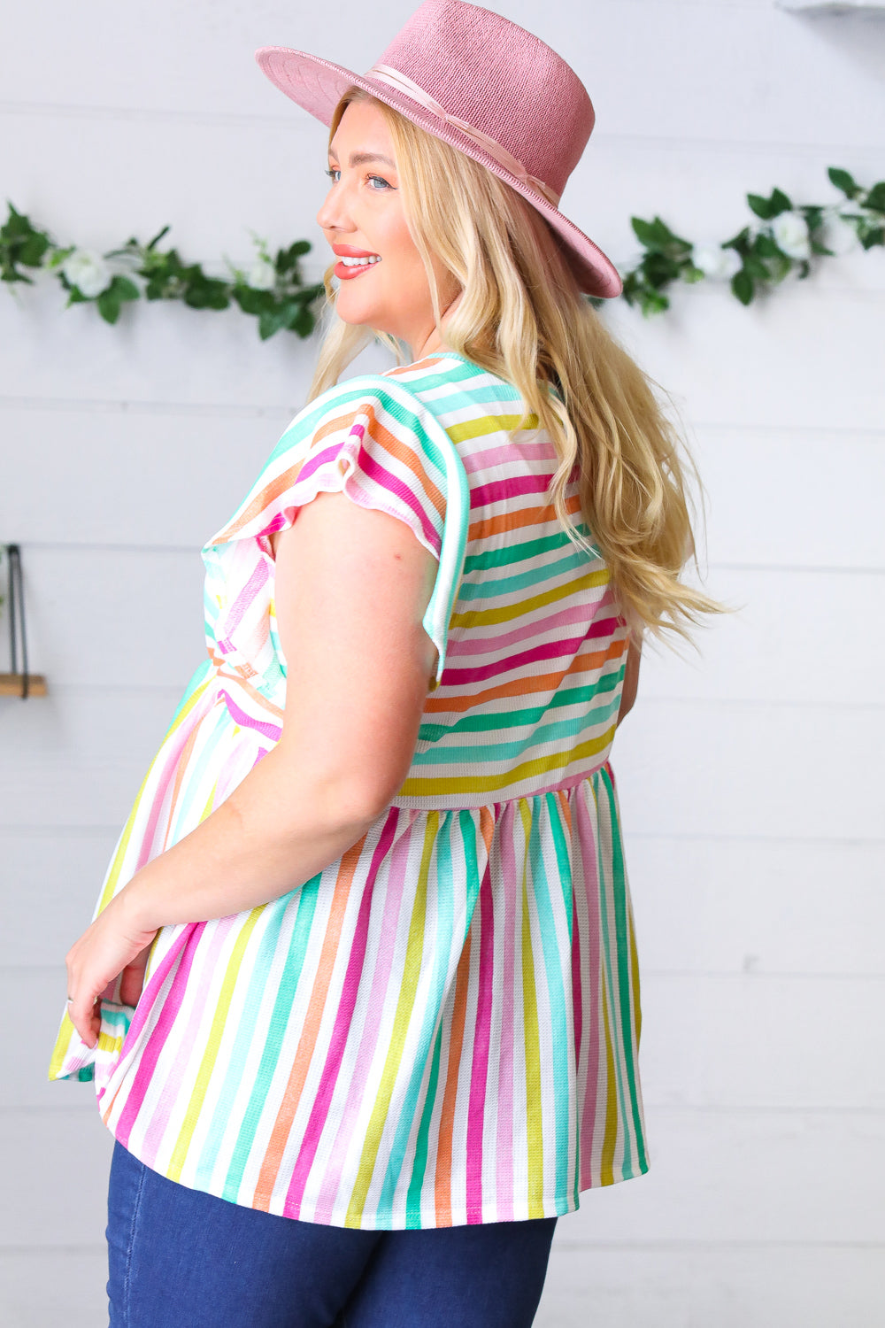 Lavender Rainbow Stripe Babydoll To - Charming Charlie