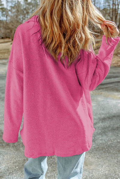 Pocketed Button Up Droppped Shoulder Jacket - Charming Charlie