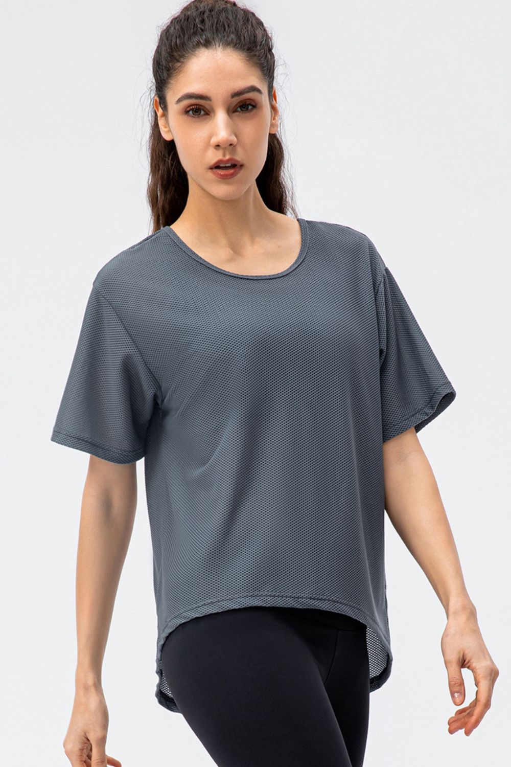 Round Neck Short Sleeve Active Tee - Charming Charlie
