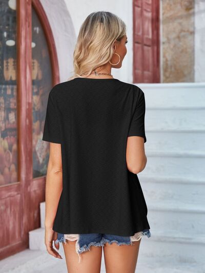 Eyelet Open Front Short Sleeve Cover Up - Charming Charlie