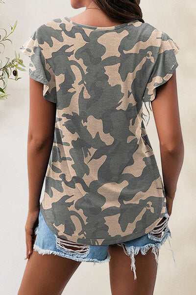 Printed Round Neck Short Sleeve T-Shirt - Charming Charlie