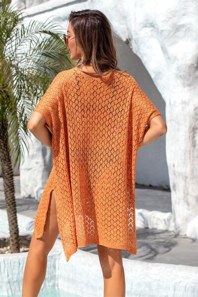 Openwork Slit Scoop Neck Cover Up - Charming Charlie