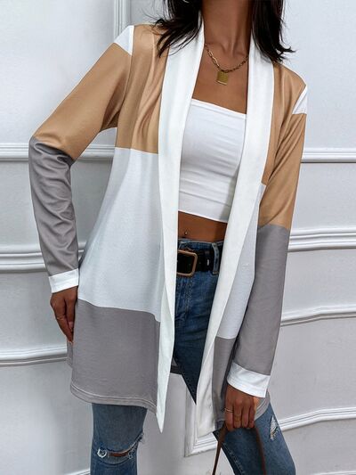 Color Block Open Front Cardigan - Charming Charlie