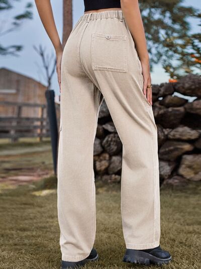 High Waist Cargo Straight Jeans - Charming Charlie
