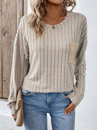 Round Neck Dropped Shoulder T-Shirt - Charming Charlie
